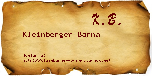 Kleinberger Barna névjegykártya